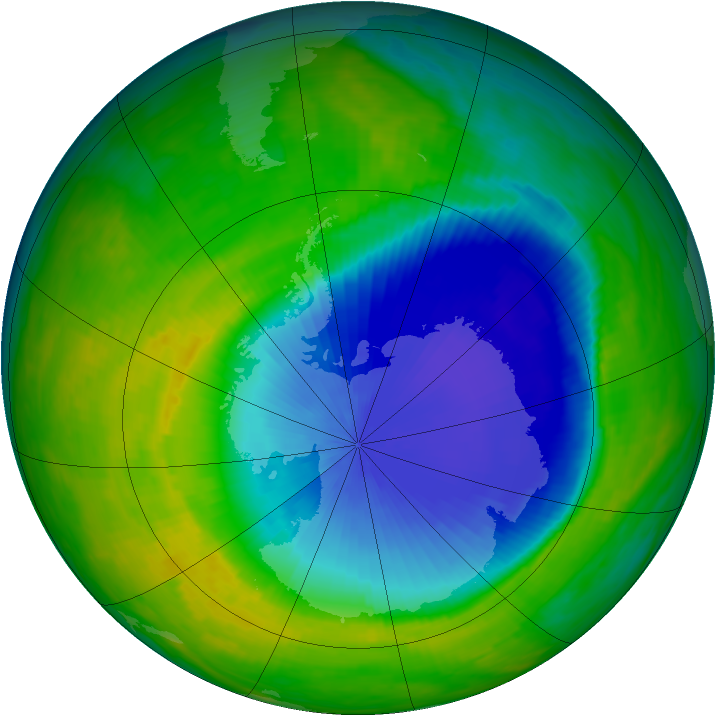 Antarctic ozone map for 04 November 1992